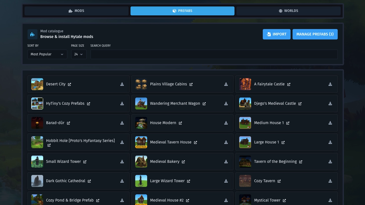 Instaler Hytale prefabova