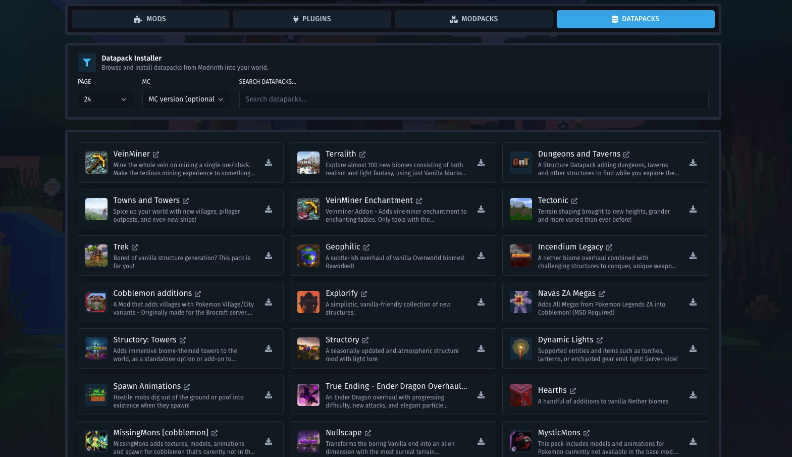 Installer datapack
