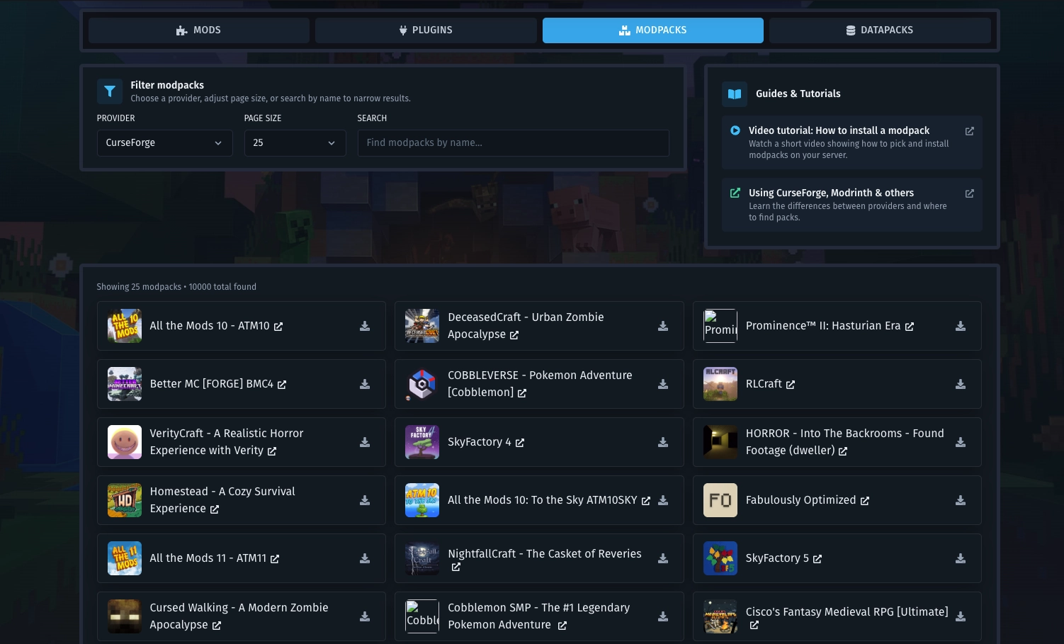 Installer modpack