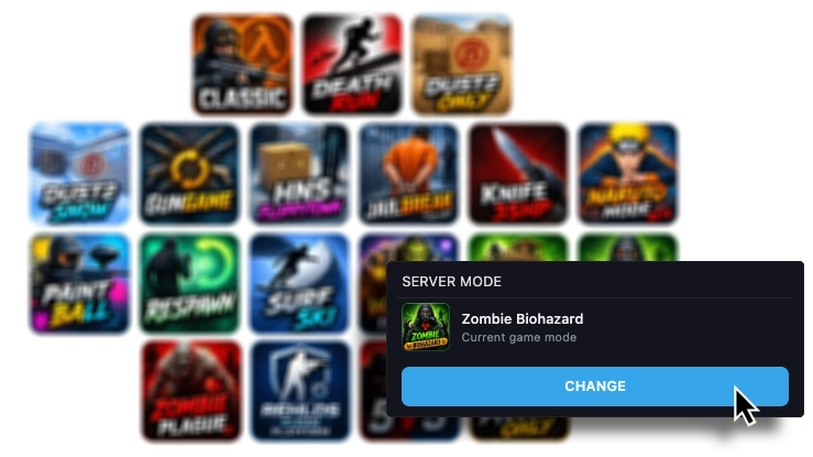 Modalità di gioco di Counter-Strike 1.6 disponibili su un server QGS